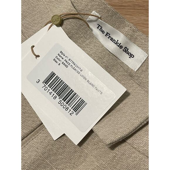 The Frankie Shop NWT Pace Pleated High Waist Linen Trousers Pants Small Sand - Picture 4 of 8